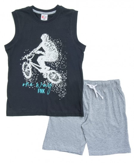 FUNKY Σετ Αμάνικο και Βερμούδα 123-101111 Μαύρο/Γκρι 
