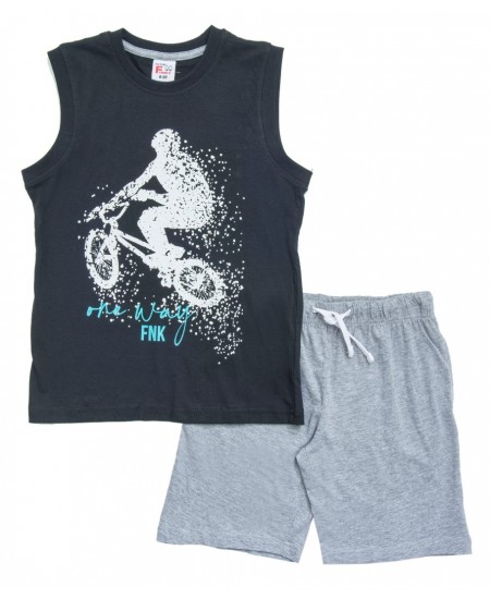 FUNKY Σετ Αμάνικο και Βερμούδα 123-101111 Μαύρο/Γκρι 