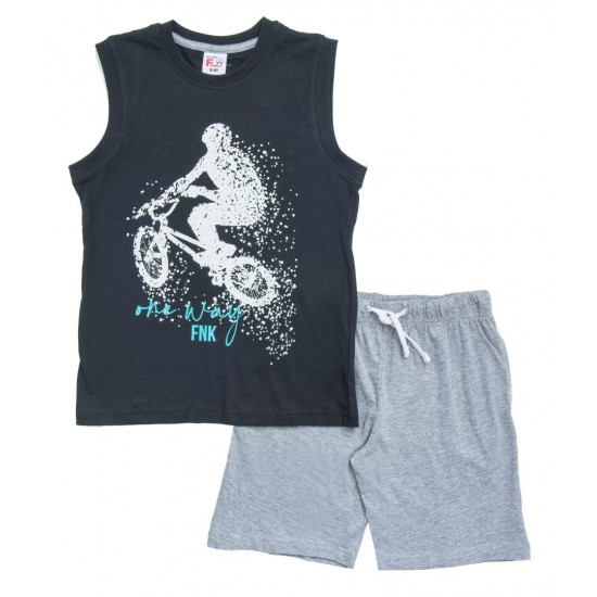 FUNKY Σετ Αμάνικο και Βερμούδα 123-101111 Μαύρο/Γκρι 