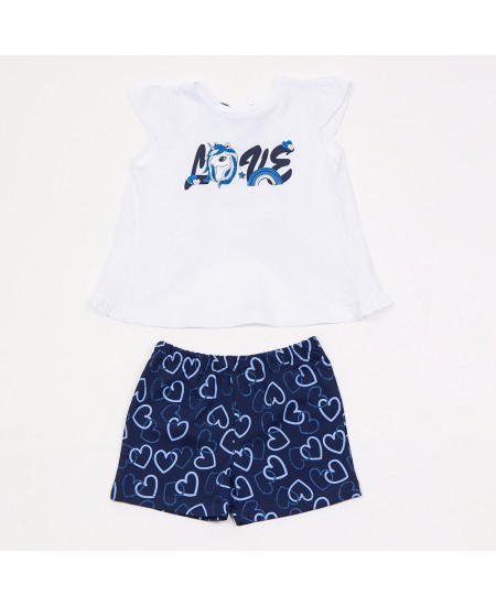 TRAX Σετ Μπλούζα/Σορτς και Κορδέλα 45260-02 Λευκό/Μπλε 