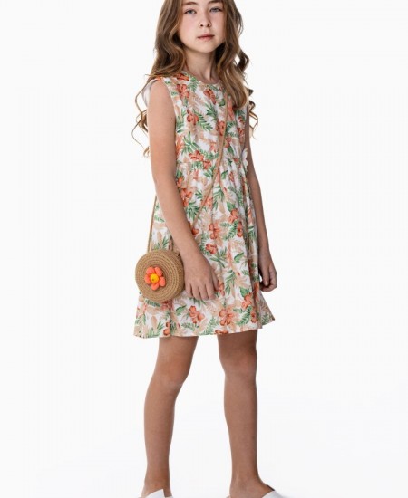 FUNKY Φόρεμα με Ψάθινη Τσάντα 124-529123 Φλοράλ 