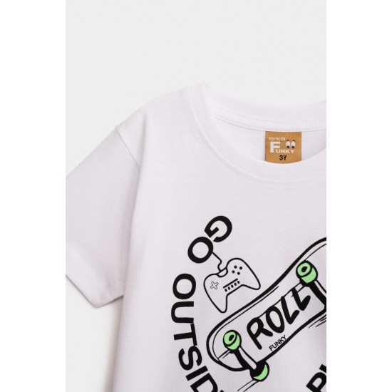 FUNKY Μπλούζα με Κοντό Μανίκι 124-305108 Λευκό 