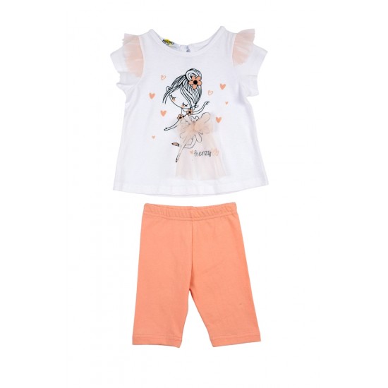 FRENZY Σετ Μπλούζα και Κολάν 61415096 Λευκό/Ροδακινί