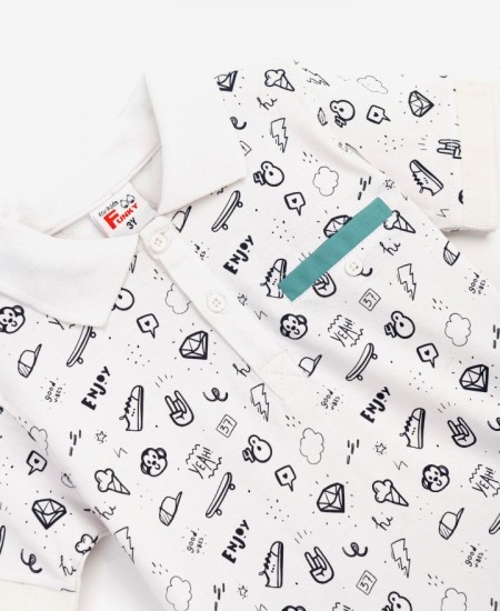 FUNKY Σετ Μπλούζα Πόλο και Παντελόνι 124-393101 Λεύκο/Μπλε