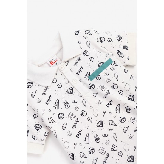 FUNKY Σετ Μπλούζα Πόλο και Παντελόνι 124-393101 Λεύκο/Μπλε