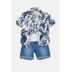 JOYCE Σετ Πουκάμισο, Μπλούζα και Βερμούδα Τζιν 2442015 Λευκό/Μπλε 