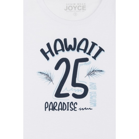 JOYCE Σετ Πουκάμισο, Μπλούζα και Βερμούδα Τζιν 2442015 Λευκό/Μπλε 