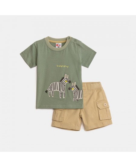FUNKY Σετ Μπλούζα και Βερμούδα 124-822111 Χακί/Μπεζ 