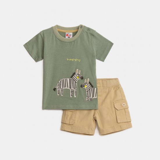 FUNKY Σετ Μπλούζα και Βερμούδα 124-822111 Χακί/Μπεζ 
