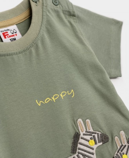 FUNKY Σετ Μπλούζα και Βερμούδα 124-822111 Χακί/Μπεζ 