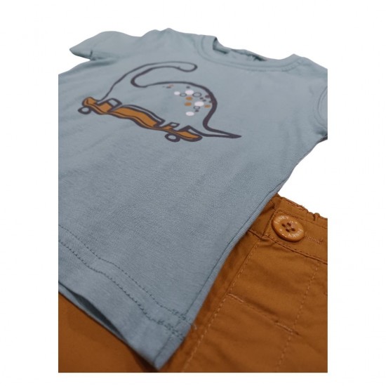 FUNKY Σετ Μπλούζα και Βερμούδα Σταθερή 123-804103 Βεραμάν/Ταμπά 