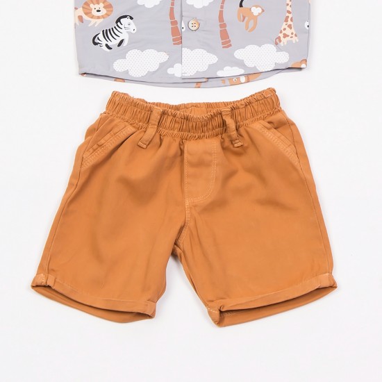 TRAX Σετ Πουκάμισο/Βερμούδα και Καπέλο 45064 Γκρι/Ταμπά 