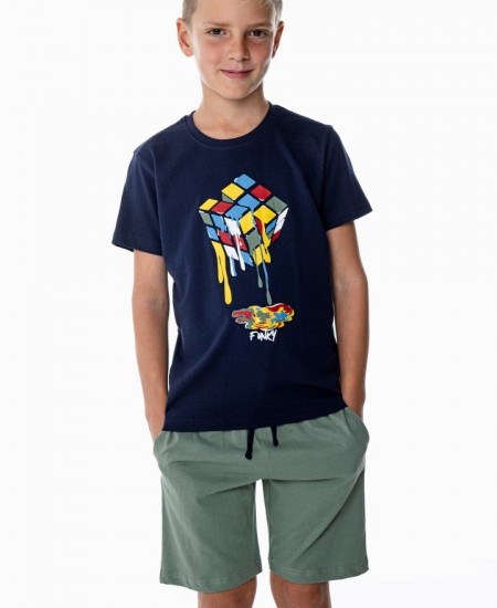 FUNKY Σετ Μπλούζα και Βερμούδα 124-101103 Μπλε/Χακί 