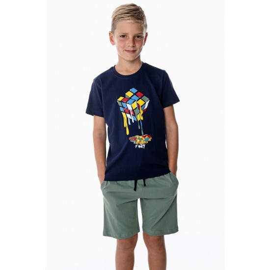 FUNKY Σετ Μπλούζα και Βερμούδα 124-101103 Μπλε/Χακί 