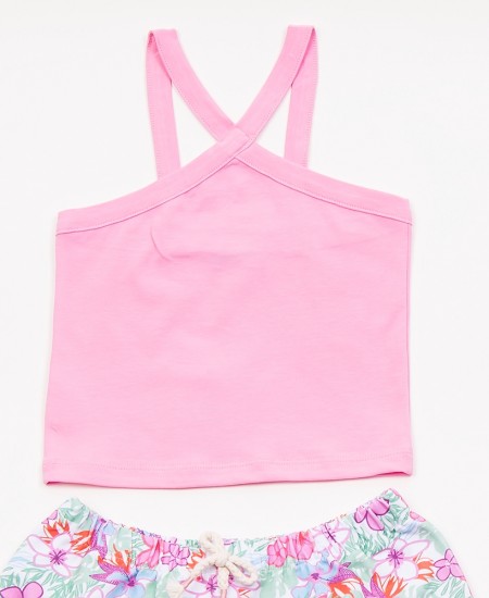 TRAX Σετ Μπλούζα και Σορτς 45145 Φουξ/Φλοράλ 