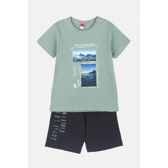 JOYCE Σετ Μπλούζα και Βερμούδα 2414133 Χακί/Μαύρο 