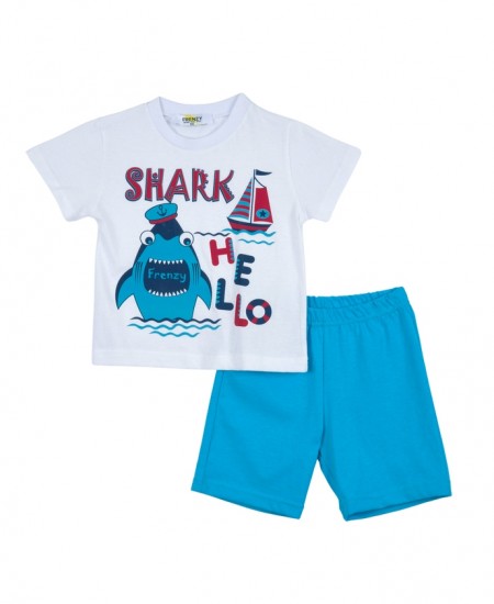 FRENZY Σετ Μπλούζα και Βερμούδα 71415110 Λευκό/Μπλε 