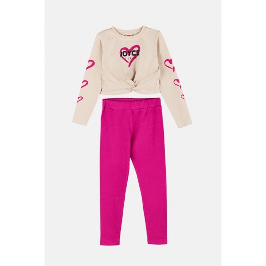 JOYCE Σετ Μπλούζα και Κολάν Εποχιακό 2413112 Μπεζ/Φουξ 