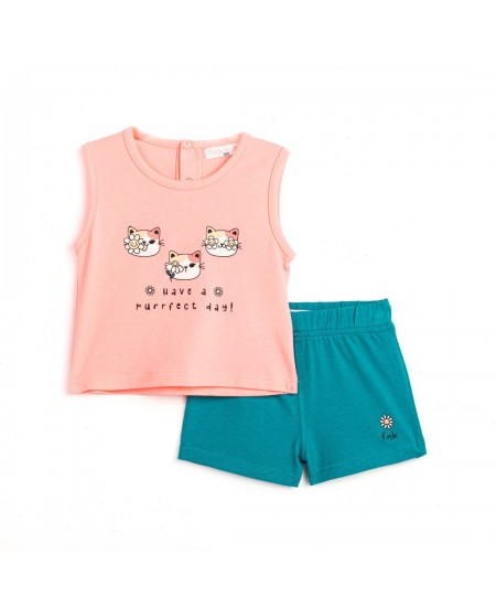 FUNKY Σετ Αμάνικο και Σορτς 124-924102 Σομόν