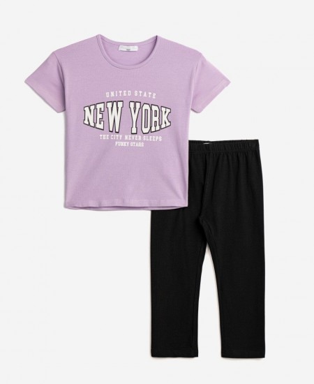 FUNKY Σετ Μπλούζα και Κολάν 124-539109 Λιλά/Μαύρο