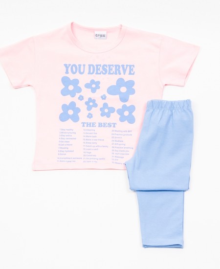 TRAX Σετ Μπλούζα και Κολάν 45104  Ροζ/Γαλάζιο