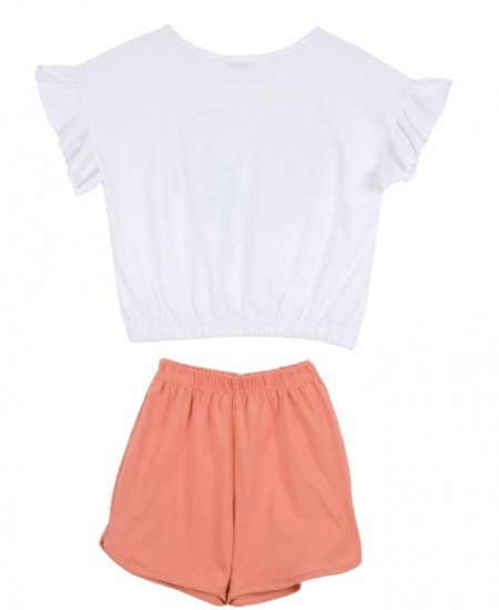 FRENZY Σετ Μπλούζα και Σορτς 63415411 Λευκό/Ροδακινί 