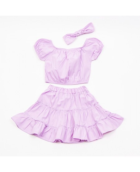 TRAX Σετ Μπλούζα/Φούστα και Κορδέλα 45154 Λιλά 