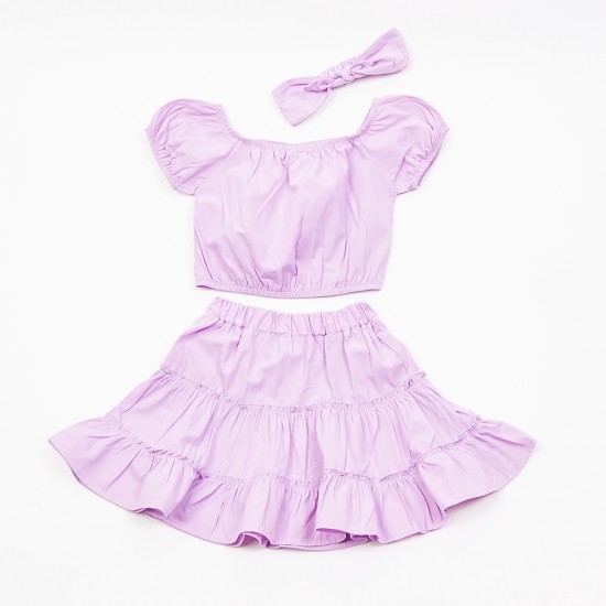 TRAX Σετ Μπλούζα/Φούστα και Κορδέλα 45154 Λιλά 