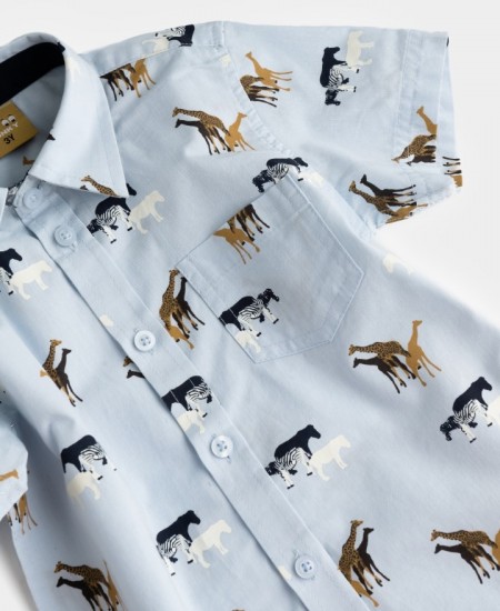 FUNKY Σετ Πουκάμισο και Παντελόνι 124-393102 Γαλάζιο/Καμηλό 