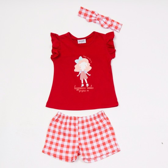 TRAX Σετ Μπλούζα/Σορτς και Κορδέλα 45231 Κόκκινο 