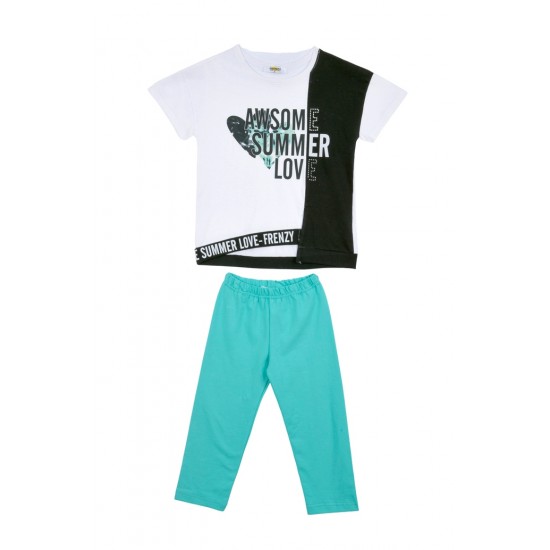 FRENZY Σετ Μπλούζα και Κολάν 63415417 Λευκό/Βεραμάν 