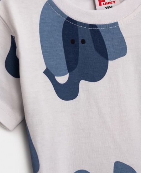 FUNKY Σετ Μπλούζα και Βερμούδα 124-822105 Λευκό/Μπλε 