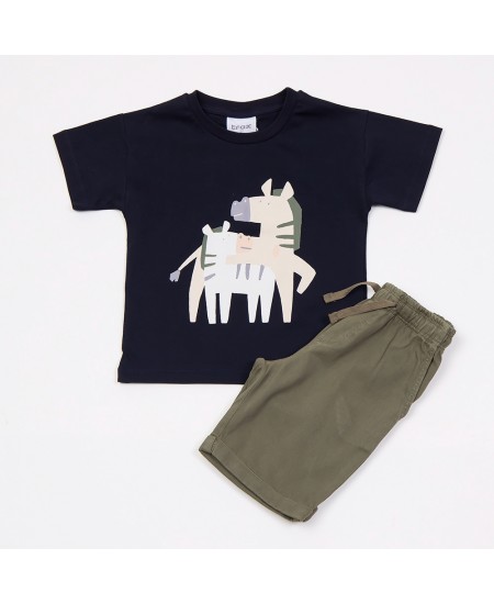 TRAX Σετ Μπλούζα και Βερμούδα Σταθερή 45443 Μπλε/Χακί 