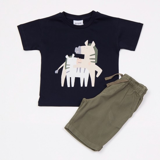 TRAX Σετ Μπλούζα και Βερμούδα Σταθερή 45443 Μπλε/Χακί 