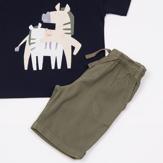 TRAX Σετ Μπλούζα και Βερμούδα Σταθερή 45443 Μπλε/Χακί 