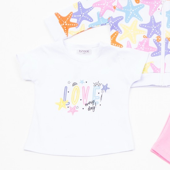 TRAX Σετ με Ζακέτα και Κοντομάνικο 45010 Ροζ 