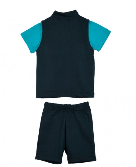 FRENZY Σετ Μπλούζα, Αμάνικο Ζακετάκι και Βερμούδα 71415106 Μπλε 