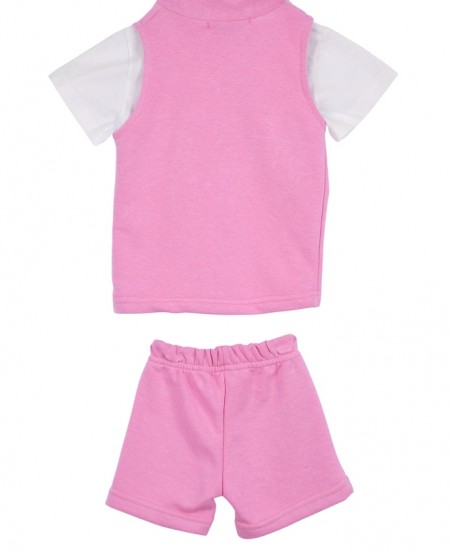 FRENZY Σετ Μπλούζα, Αμάνικο Ζακετάκι και Σορτς 61415094 Ροζ 