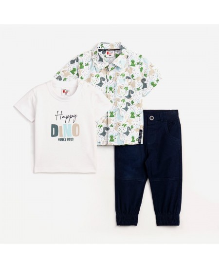 FUNKY Σετ 3τμχ Πουκάμισο,Μπλούζα και Παντελόνι 124-895107 Λευκό/Μπλε