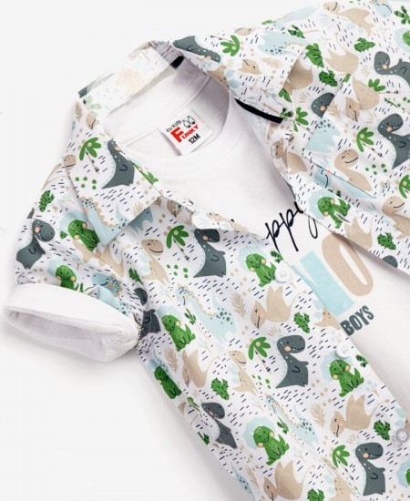 FUNKY Σετ 3τμχ Πουκάμισο,Μπλούζα και Παντελόνι 124-895107 Λευκό/Μπλε