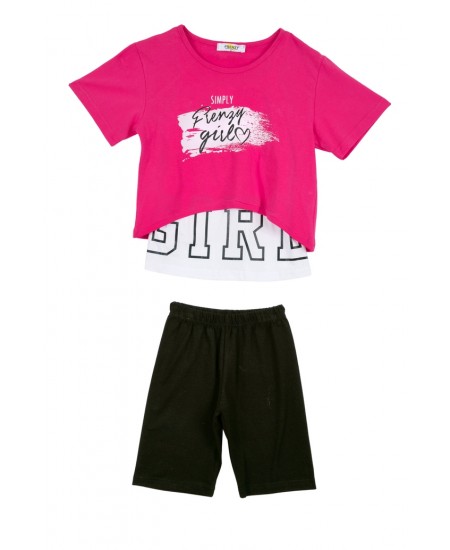 FRENZY Σετ Μπλούζα, Τιραντάκι και Κολάν 63415407 Φουξ/Μαύρο