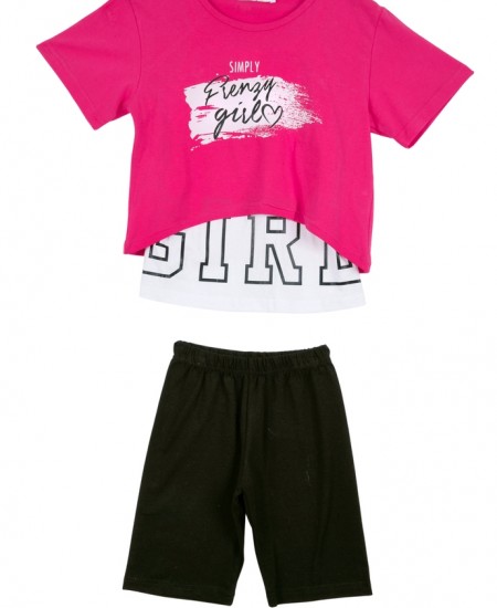 FRENZY Σετ Μπλούζα, Τιραντάκι και Κολάν 63415407 Φουξ/Μαύρο
