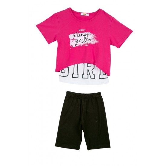 FRENZY Σετ Μπλούζα, Τιραντάκι και Κολάν 63415407 Φουξ/Μαύρο