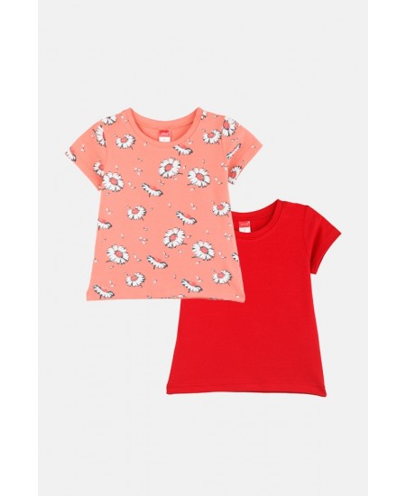 JOYCE Μπλούζες με Κοντό Μανίκι 2τμχ 2411502-04 Σομόν/Κόκκινο 