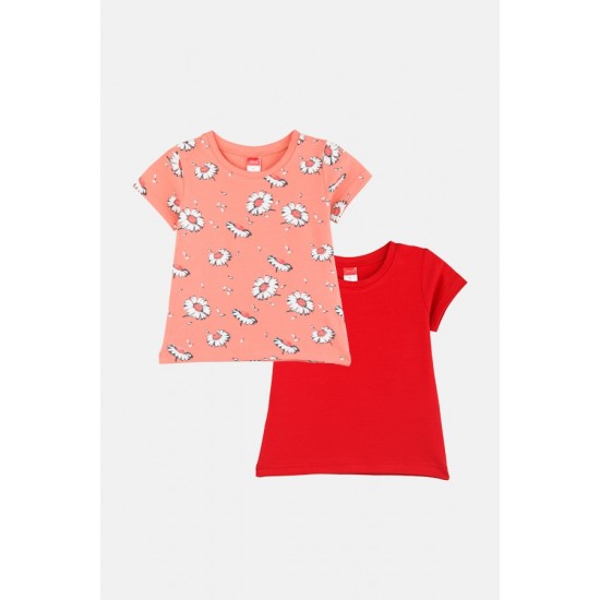 JOYCE Μπλούζες με Κοντό Μανίκι 2τμχ 2411502-04 Σομόν/Κόκκινο 