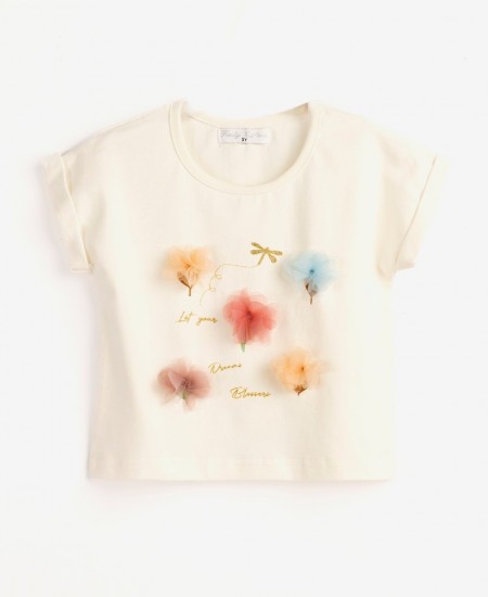 FUNKY Μπλούζα με Κοντό Μανίκι 124-705109 Εκρού 