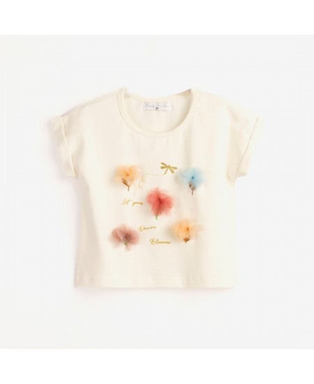 FUNKY Μπλούζα με Κοντό Μανίκι 124-705109 Εκρού 