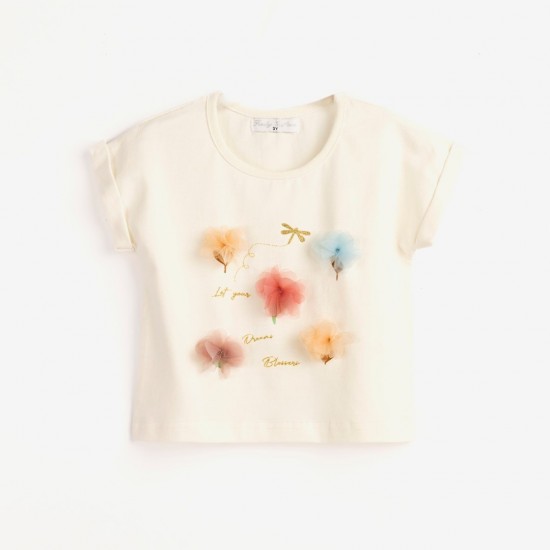 FUNKY Μπλούζα με Κοντό Μανίκι 124-705109 Εκρού 