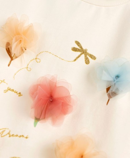 FUNKY Μπλούζα με Κοντό Μανίκι 124-705109 Εκρού 