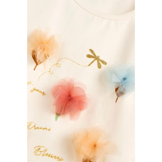 FUNKY Μπλούζα με Κοντό Μανίκι 124-705109 Εκρού 